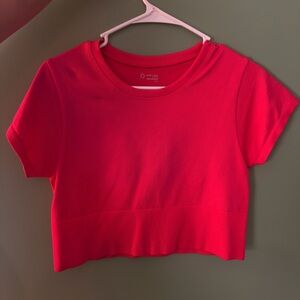 aerie Red Seamless Crewneck Crop Top